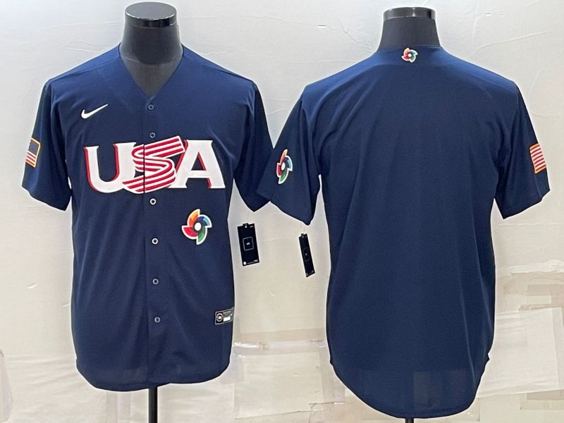Men 2023 World Cub USA Blank Blue Nike MLB Jersey2->more jerseys->MLB Jersey